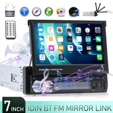 7" Single 1 DIN Car Radio Touch Screen Stereo Flip out MP5 Player Bluetooth FM