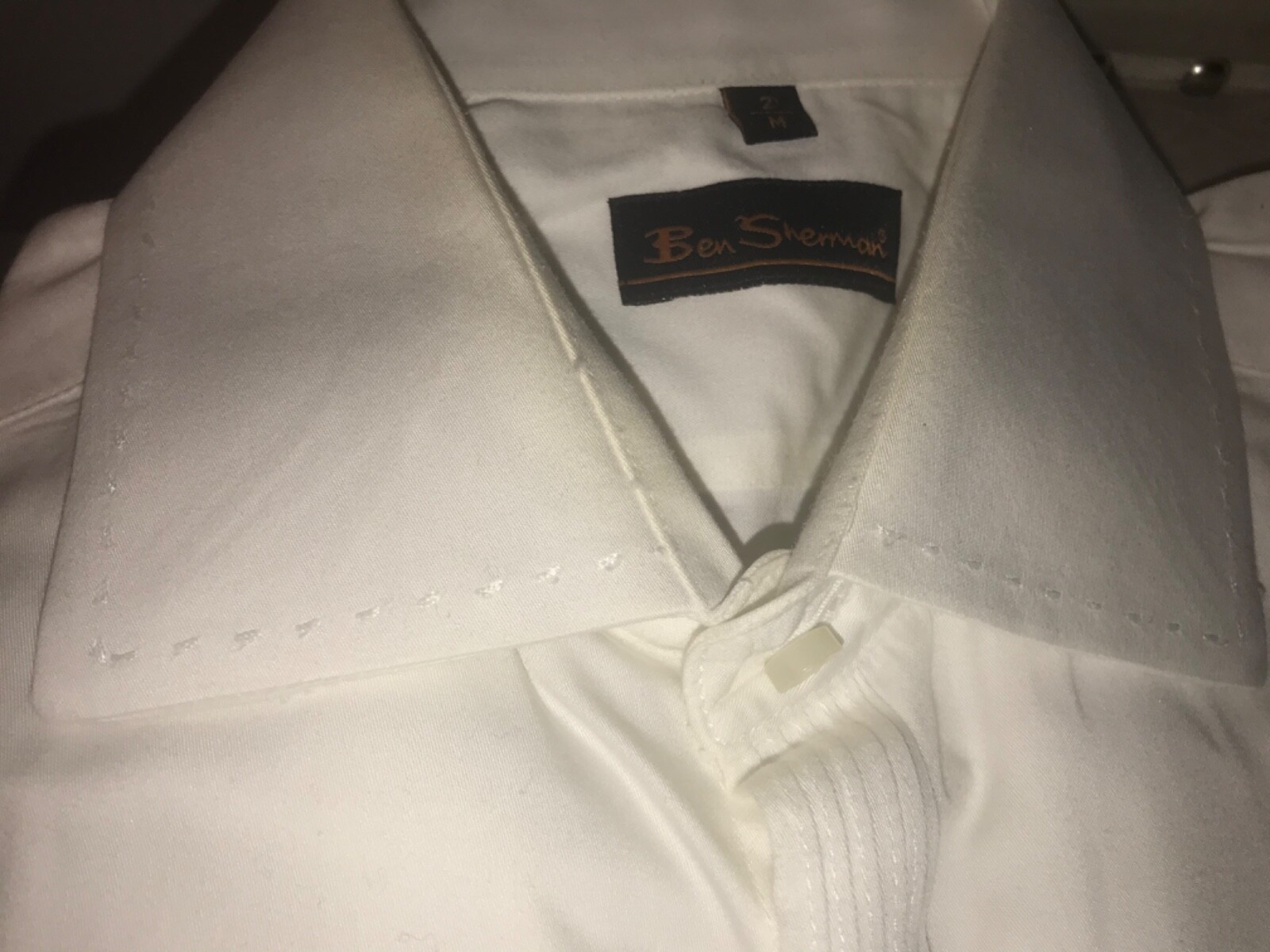 Ben Sherman White Tuxedo Dress Shirt Pleated French C… Gem