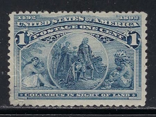 SCOTT # 230 - 1893 - ONE CENT COLUMBIAN EXPOSITION IN SIGHT OF LAND  F-VF OG  MH