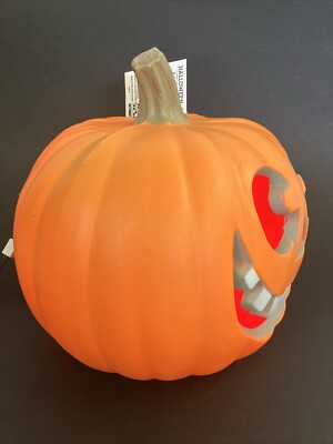 Halloween Pumpkin Light Up Jack O Lantern Vintage Style Plastic