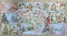 Scrapbooking Paper Sticker Set Christmas 62 Pieces Vintage Snowman Moose