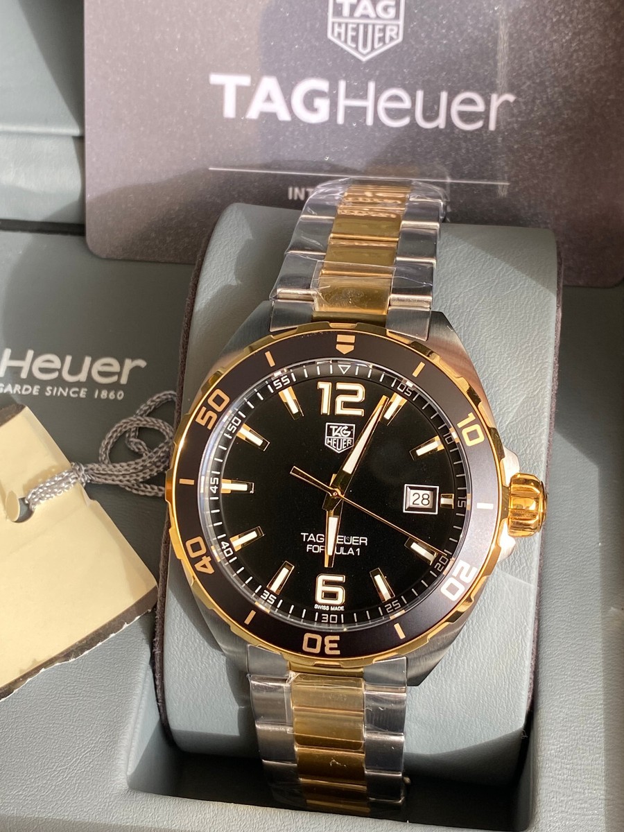 TAG Heuer、ゴールド ブラック レザーベルト時計です(๑•̀ㅂ•́)و