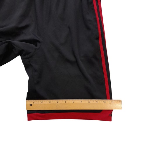 Adidas athletic shorts Boy Large (14/16)black+red trims/elstc w+drwstrn/pockets - Picture 11 of 13