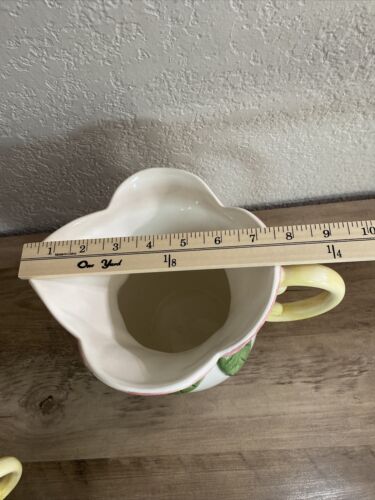 Krug ELPA Alcobaca Portugal Keramik 8" Blumenform handbemalt kitschig - Bild 7 von 12