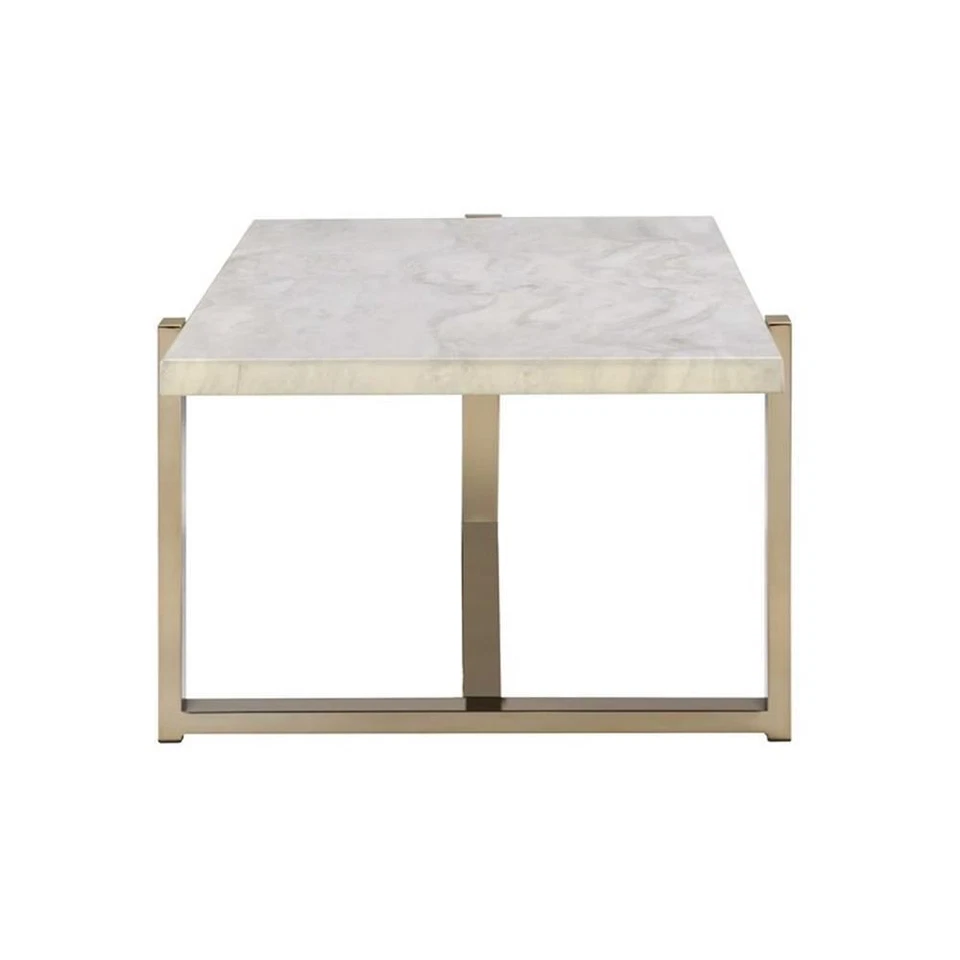 Mesa de centro rectangular de madera ACME Feit en cromo y blanco Foto 3 de 4