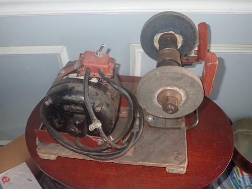 Antique Craftsman Bench Grinder w/ Electric Motor Model A-1 Cast Iron Sun Light - Picture 4 of 7