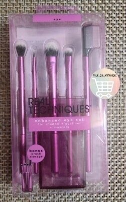 Real Techniques Enhanced Eye Set Eyeshadow & Eyeliner Makeup Brush Kit NIB