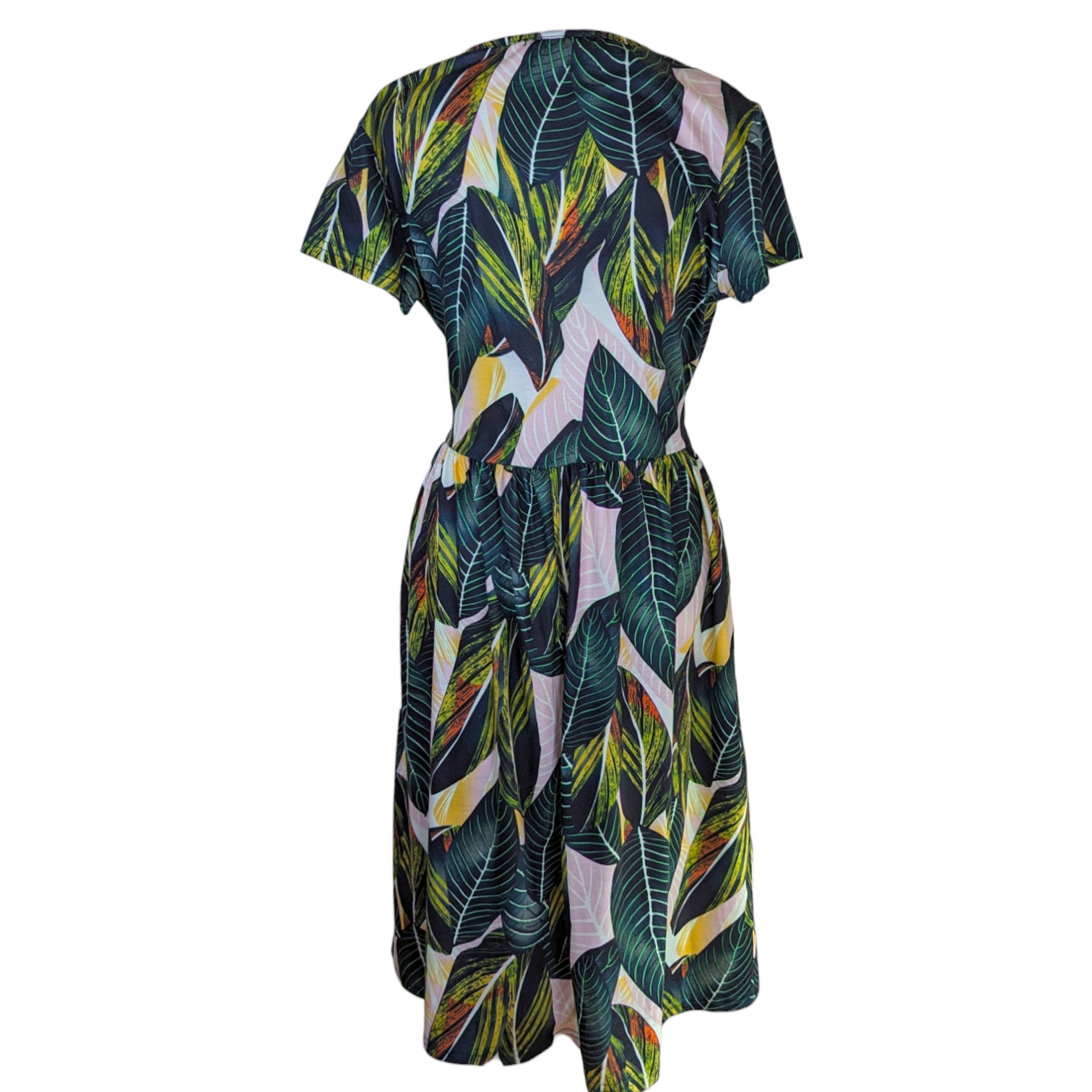 Ouges Green Tropical Leaf Patterned Faux Wrap Kne… - image 5