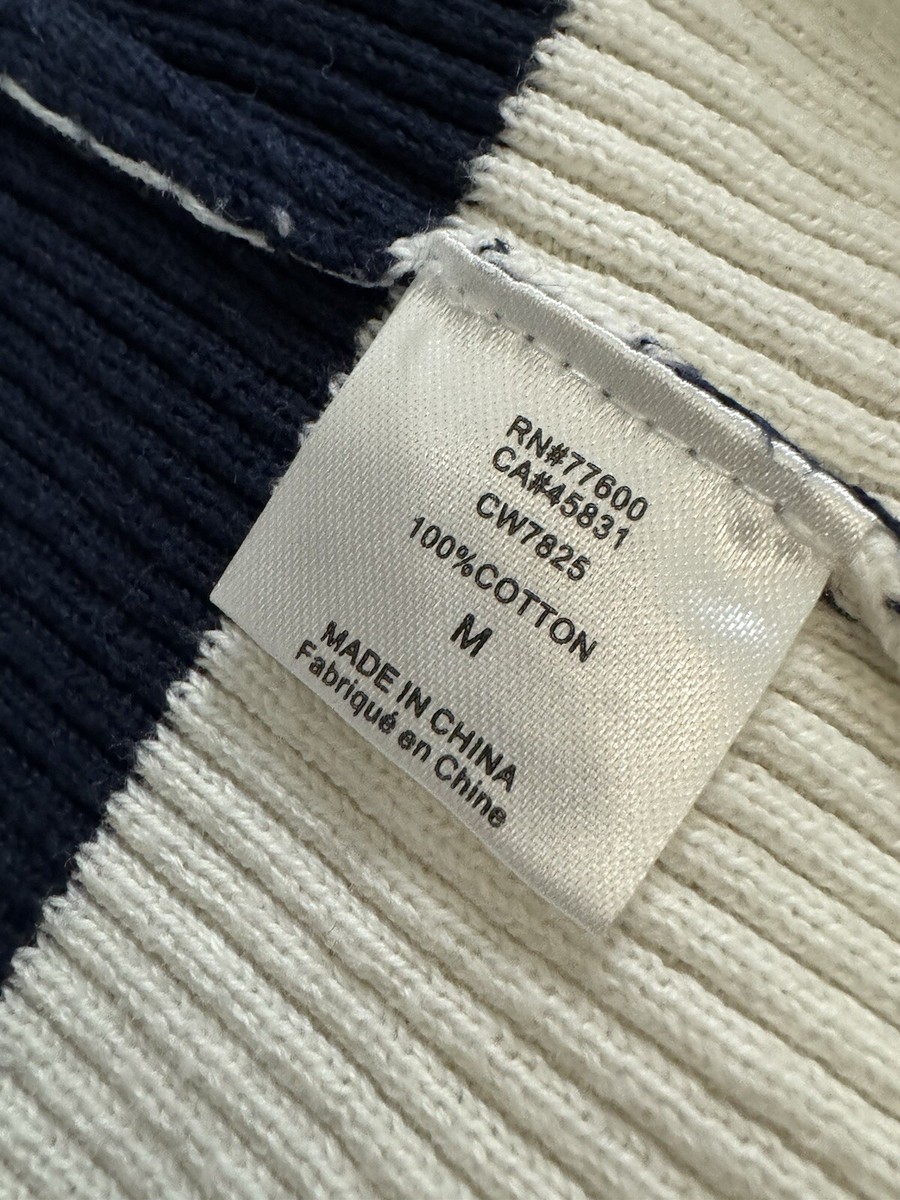 ぽるか Cha Sor Cardigan Navy Blue Cream Stripe Hooded Size M Excellent
