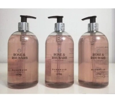 3 x Premium Hand Wash With Moisturisers By Cien Rose & Rhubarb 500 ml