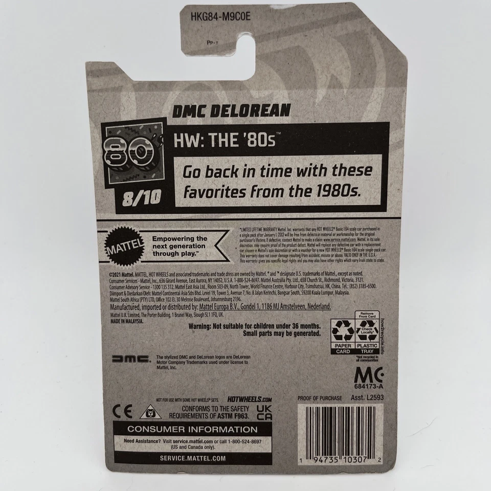 2023 Hot Wheels Blue DMC Delorean The 80s #101 1/64 Diecast Car New Sealed - Image 3 of 4