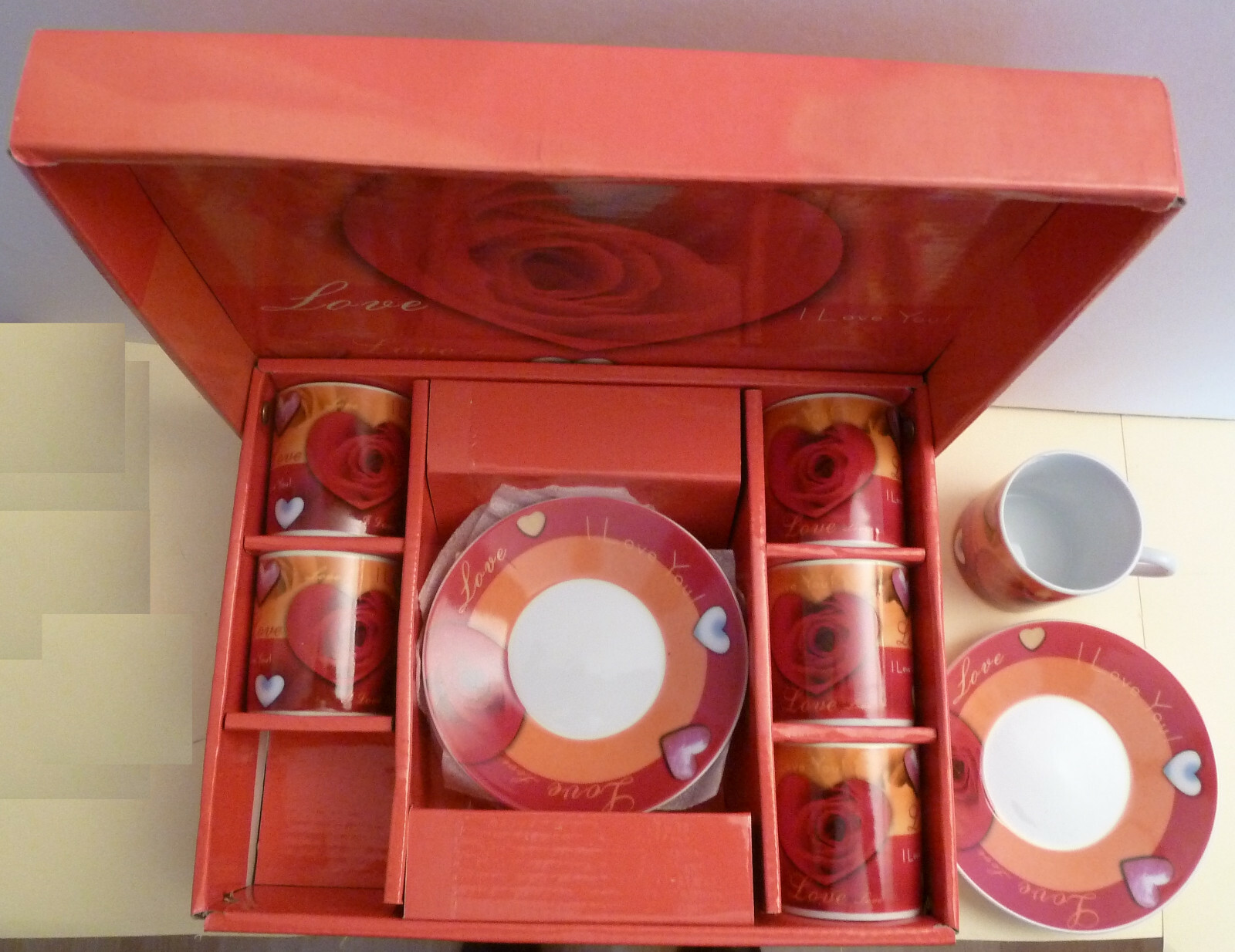 Coffret à café Y Love You en porcelaine fine blanche set de 6 tasses haut de gamme pour expresso
