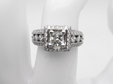 $12000 2.48ct GIA VS1 I LEO Princess Cut Diamond Platinum HALO Wedding Ring 12g