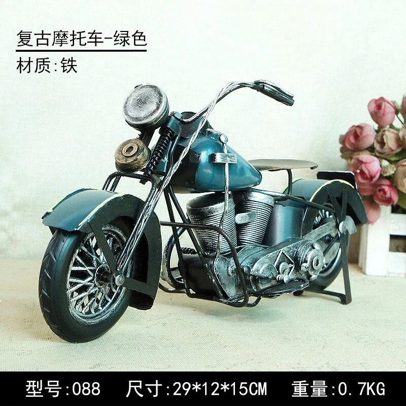 Vintage Handmade Iron Motorcycle Model Collectible Metal Motorbike Sculpture Toy - Image 4 of 4