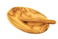 Butterschale Plus Buttermesser Butterdose Olivenholz Holz ButterbehäLter
