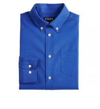 New $30.00 CHAPS Boys Long Sleeve Stretch Oxford Royal Blue Shirt - Size: XS 6-7