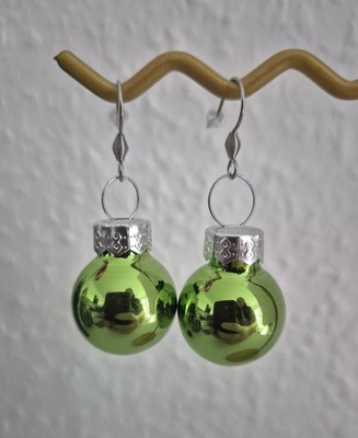 Ohrringe Handmade Weihnachten Kugeln Glas Grün Geschenk Christbaum 