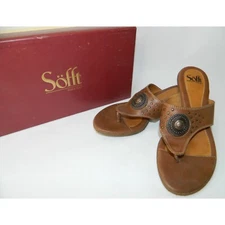 Sofft Sandals Low Heel Size 8 Brown Leather Rae Mocha Brown