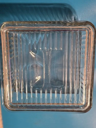 Vintage Anchor Hocking 1932 Design Ribbed 9x9 Refrigerator Baking Dish WITH Lid