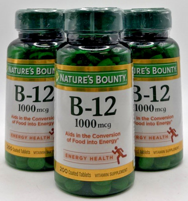 3x Nature's Bounty Vitamin B-12 1000 mcg 200 Count