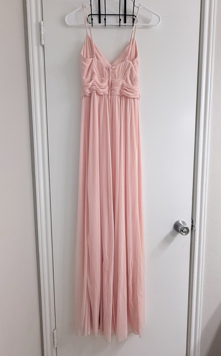 David's Bridal Muted Pink Bridesmaid Dresses Celebrate DB Studio  Chiffon Back Tie A-Line Dress In Ballet Size: 30 David's Bridal