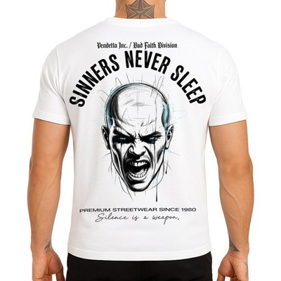 Vendetta Inc. Herren Shirt Silence Never Slepp kurzarm T-Shirt Weiß S 5XL