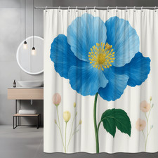 Blue Floral Shower Curtain for Bathroom Decor, Cute and Stylish