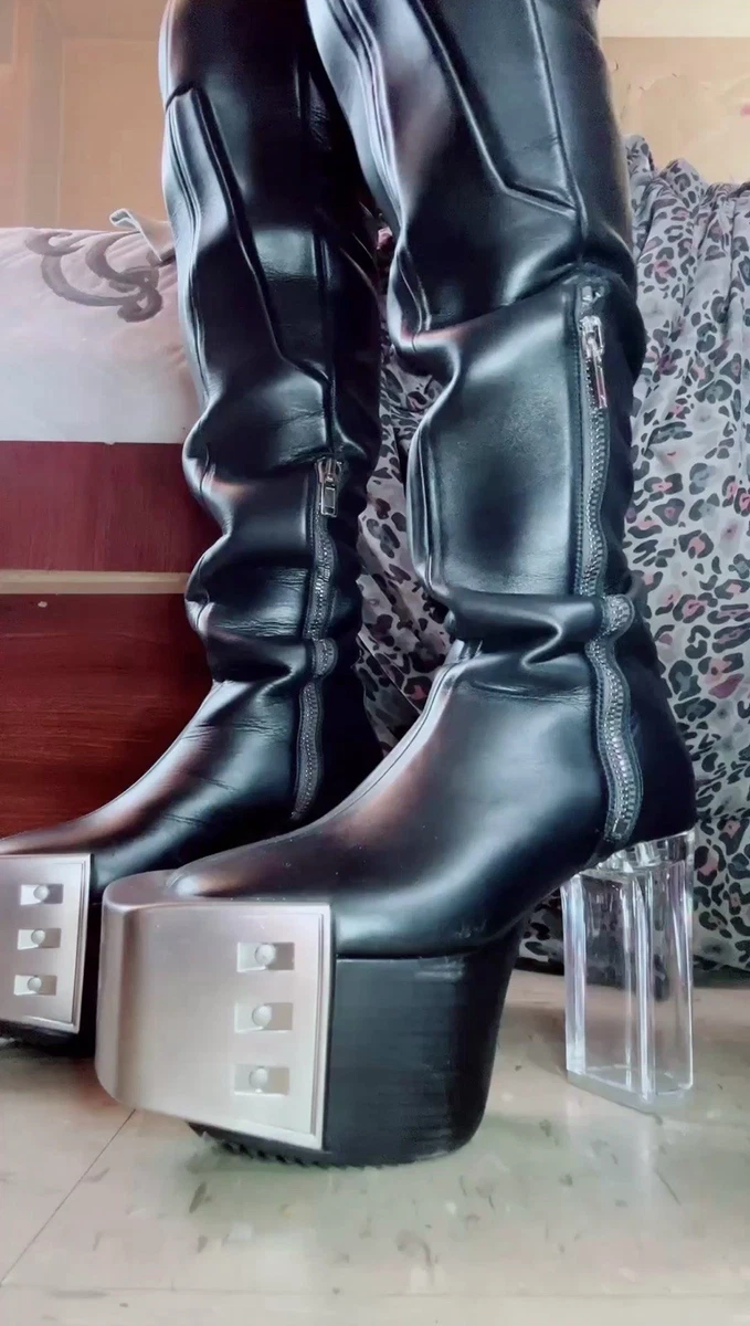Leather Square Toe Knee High Boots for Women for sale | eBay