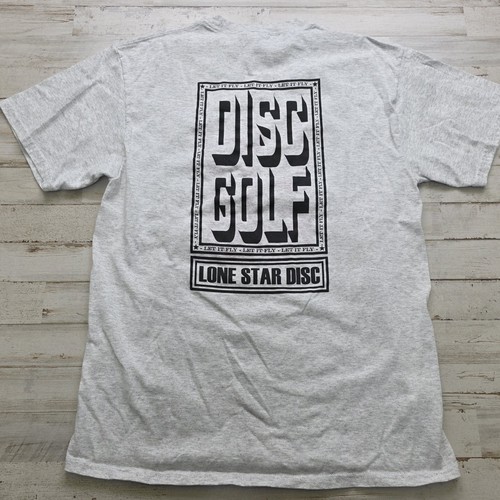 Disc Golf Texas "Let it Fly" Lone Star Disc Graphic Tee Men's MED - Gray T-Shirt