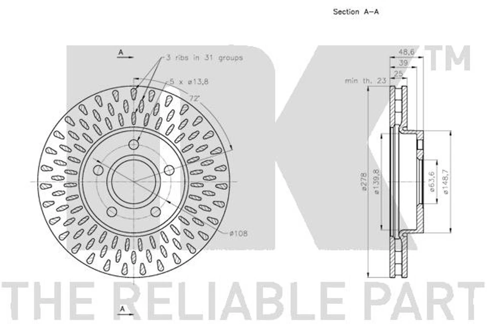 NK Bremsscheiben Set + Beläge für FORD MAX FOCUS 3 Turnier 2 DXA CB7 CEU Van LPG - Bild 4 von 4