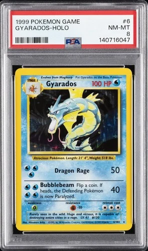 1999 POKEMON GAME #6 GYARADOS-HOLO PSA 8