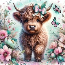 Highland Cow Diamond Painting Kit - 14x14 Inch Full Round Dot Art for Adults ...