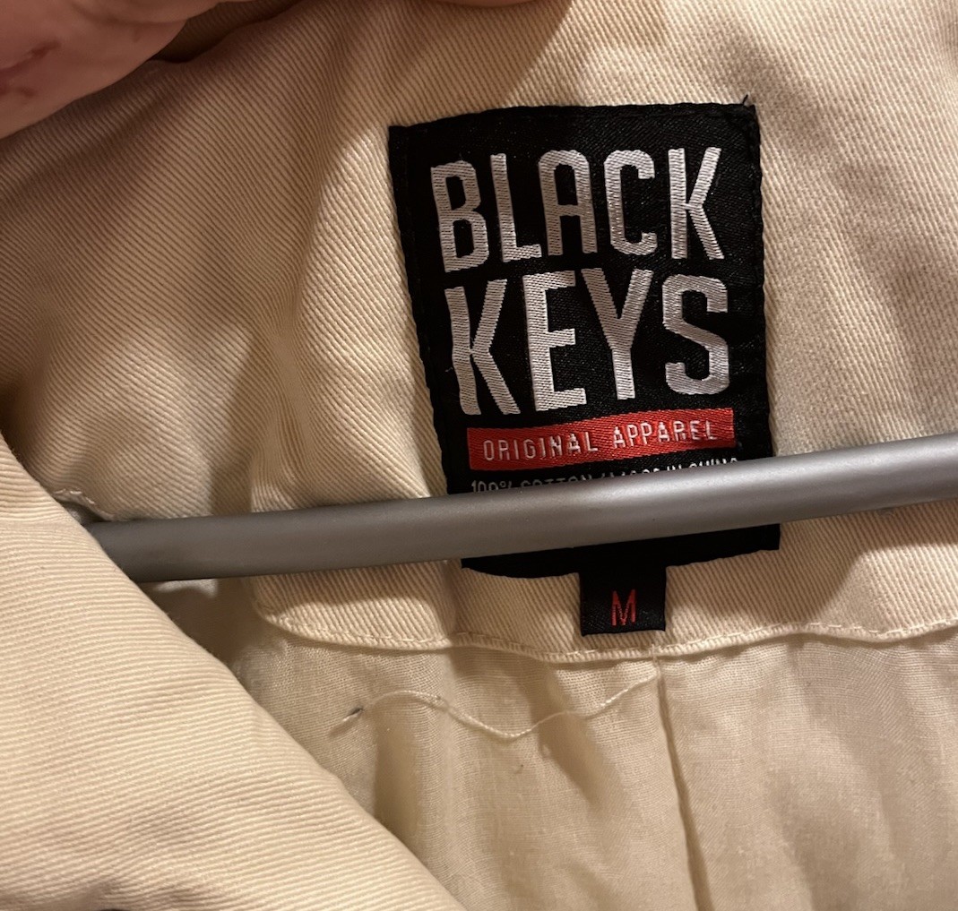 Black Keys Men's Patchwork Hooded Jacket Beige Ol… - image 3