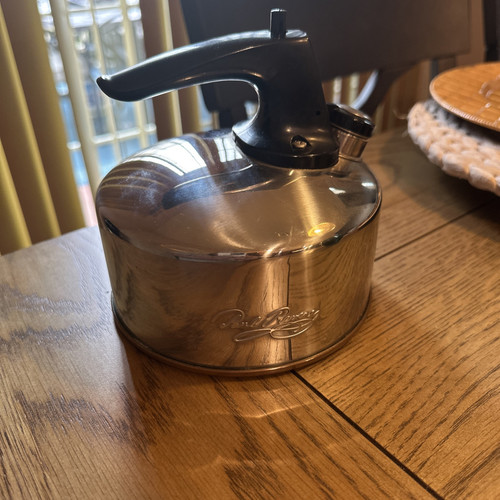 Paul Revere Ware 1 QT Whistling Tea Kettle Pot Copper Bottom 97-C Korea - Picture 1 of 9