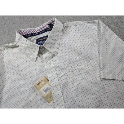 NWT Wrangler George Strait Mens 4X Big Short Sleeve Button Down Shirt White Dot