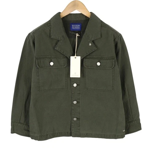 SCOTCH & SODA Men's Jacket M Dark Green Button-Up Oversized Unisex Lightweight image 2