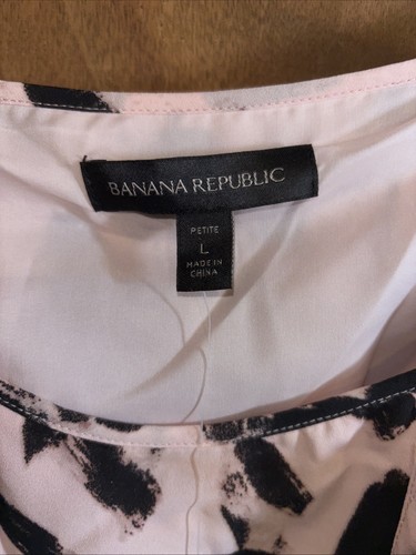 Women’s sundress BANANA REPUBLIC pink w/ black elastic waist adj straps L/P a655 - Picture 3 of 10