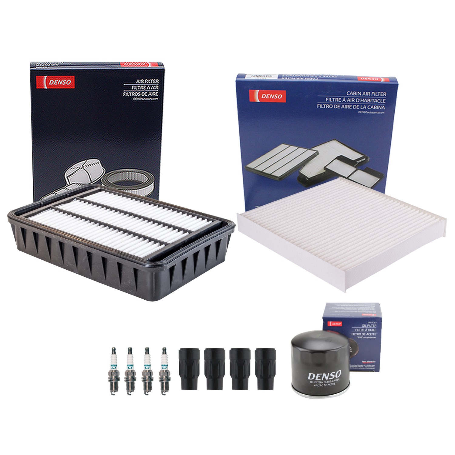 Denso Tune Up Kit 4 Spark Plugs  Boots Kit for Lancer Outlander 2.4L L4 Vin W