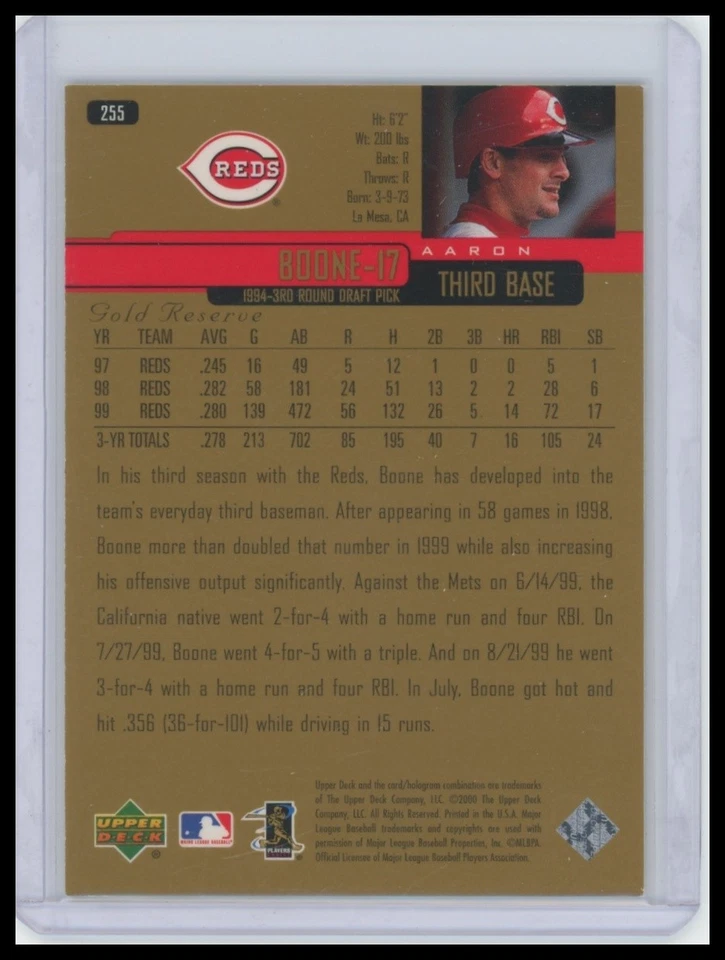 2000 Upper Deck Gold Reserve #255 Aaron Boone - Image 2 of 2
