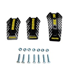 Momo Style Black Aluminum Non Slip Sport Pedal Brake Pad Covers Manual Car 3 Pcs