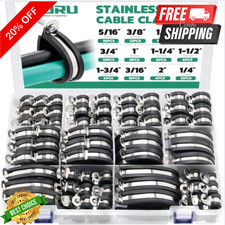 130pc Rubber Cushion Insulated Clamp Stainless Steel Cable Clamps Assortment Kit
