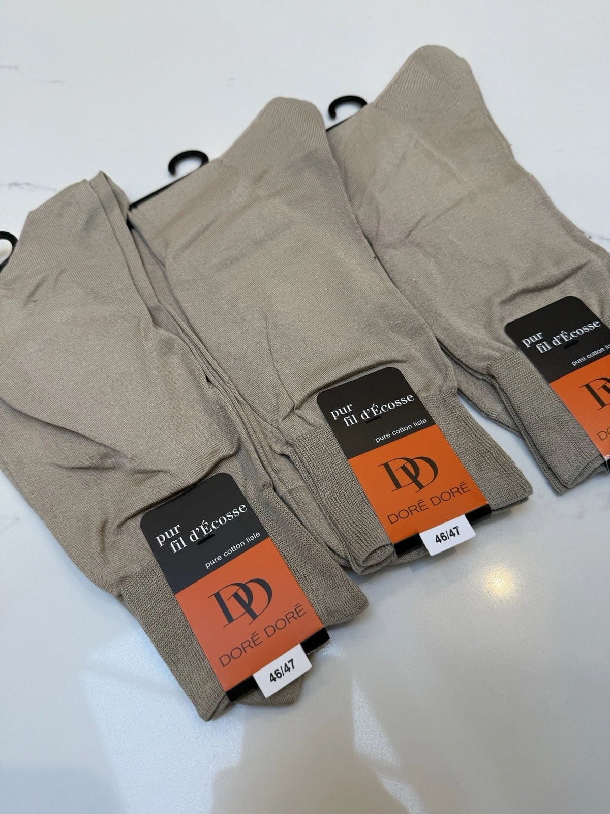 3 X DORE DORE Pure Cotton Socks - Beige - 46/47 - UK 11-12