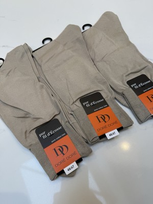 3 x DORE DORE Socken aus reiner Baumwolle - beige - 46/47 - UK 11-12