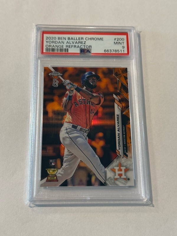 2020 TOPPS CHROME ORANGE REFRACTOR ROOKIE YORDAN ALVAREZ RC /25 PSA 9 MINT
