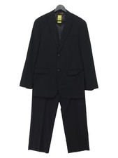 Perry Ellis Men's Two Piece Suit Chest: 40 in Black Polyester with Rayon 2 Piece