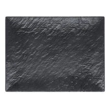 HUBERT® Matte Black Melamine Textured Tray - 14 1/10"L x 10 3/5"W
