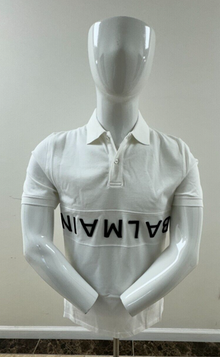 AUTHENTIC Men's Balmain Paris Polo Embroidered Logo White Size: S