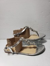BETSEY JOHNSON  SB-Alta  Embellished Metallic Ankle Strap Sandals Size 10M