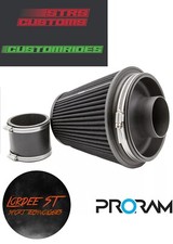 PRORAM Cono Grande 76mm OD Filtro de Aire Entrada Universal - Trompeta y Manguera de Silicona