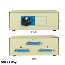 Kentek DB25 2 Way Data Switch Box Rotary Dail for Data Device PC Printer Scanner